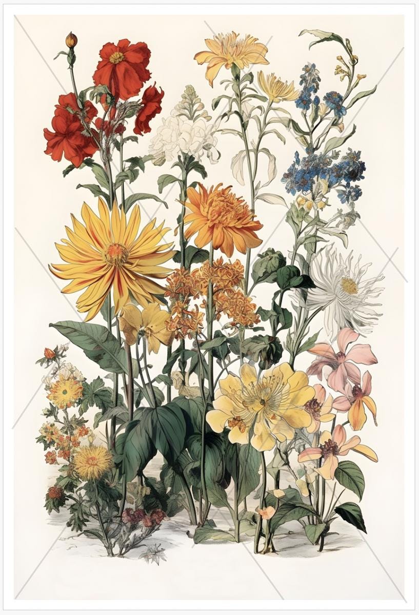 Vintage-y Floral Postcards: Set of 4