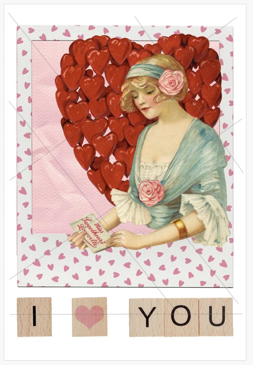 Vintage-y Romantic Postcards: Set of 6