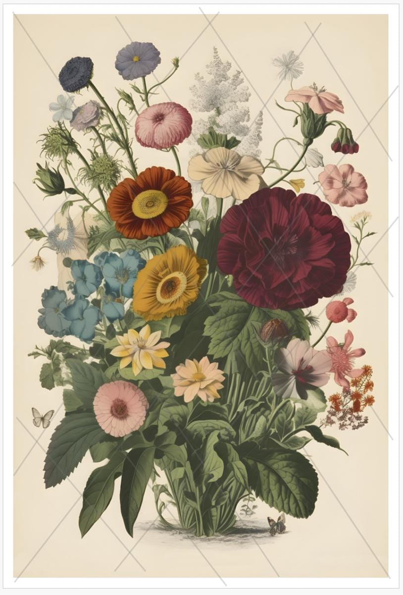 Vintage-y Floral Postcards: Set of 4