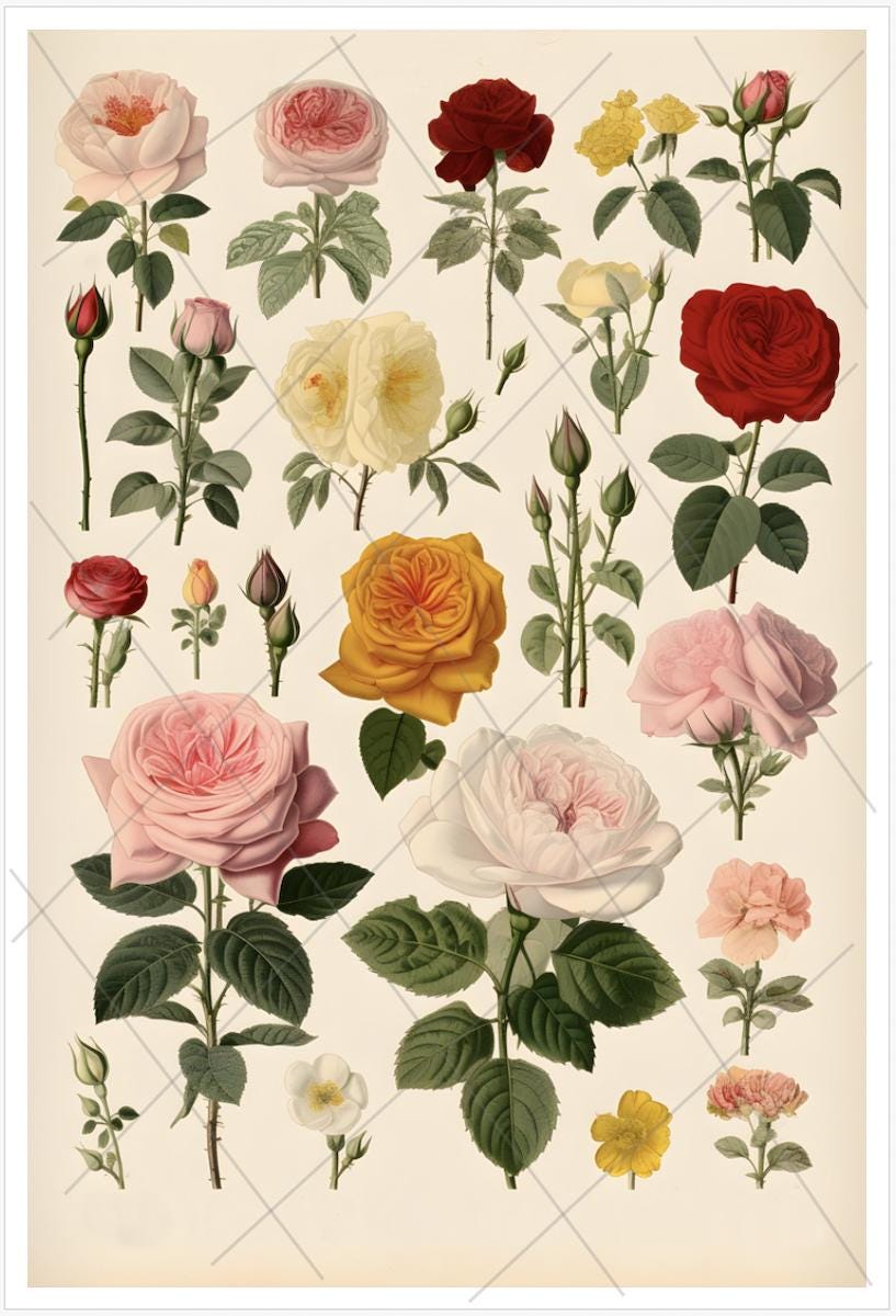 Vintage-y Floral Postcards: Set of 4