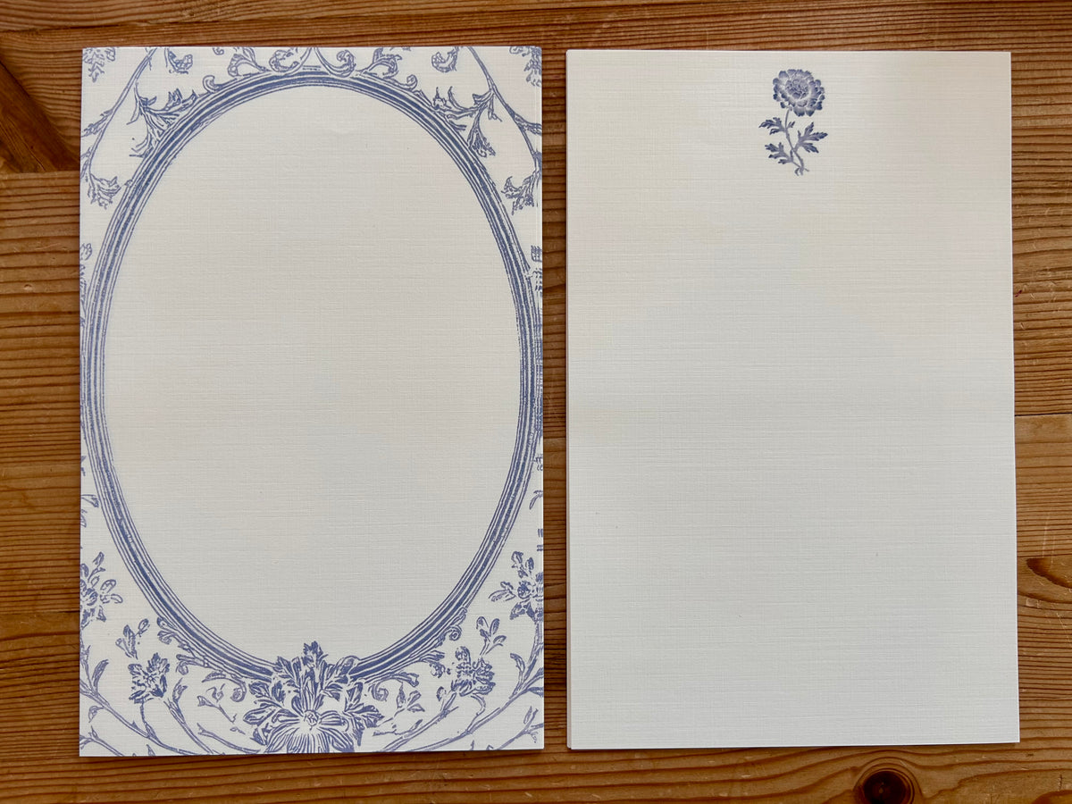 Blue Toile Oval Writing Set